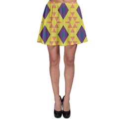 Tribal Shapes And Rhombus Pattern                        Skater Skirt by LalyLauraFLM