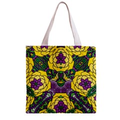 Petals In Mardi Gras Colors, Bold Floral Design Zipper Grocery Tote Bag by Zandiepants