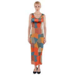 Retro Colors Distorted Shapes                           Fitted Maxi Dress by LalyLauraFLM