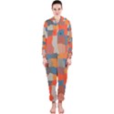 Retro colors distorted shapes                           Hooded Jumpsuit (Ladies) View1