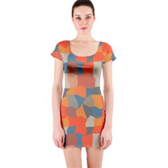 Retro Colors Distorted Shapes                           Short Sleeve Bodycon Dress by LalyLauraFLM