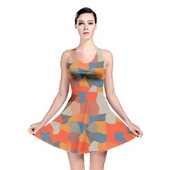 Retro Colors Distorted Shapes                           Reversible Skater Dress by LalyLauraFLM