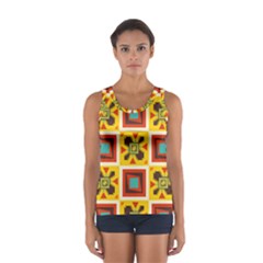 Retro Colors Squares Pattern                            Women s Sport Tank Top by LalyLauraFLM