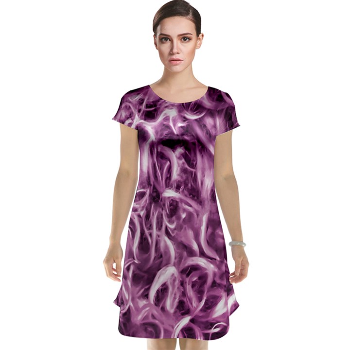 Textured Abstract Print Cap Sleeve Nightdress