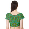 Peace Flowers In A Scandinavia Mix Of Acrylpaint Short Sleeve Crop Top (Tight Fit) View2