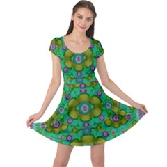 Peace Flowers In A Scandinavia Mix Of Acrylpaint Cap Sleeve Dresses by pepitasart