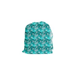 Aquamarine Geometric Triangles Pattern Drawstring Pouches (xs) 