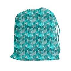 Aquamarine Geometric Triangles Pattern Drawstring Pouches (xxl)