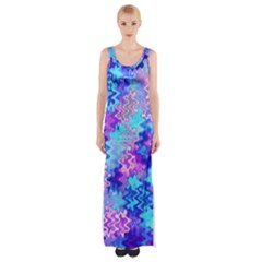 Blue And Purple Marble Waves Maxi Thigh Split Dress