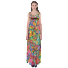 Colorful Autumn Empire Waist Maxi Dress