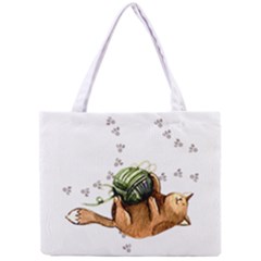 Lovely Cat Playing A Ball Of Wool Mini Tote Bag