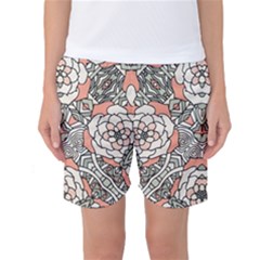 Petals, Vintage Pink, Bold Flower Design Women s Basketball Shorts