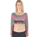 Petals, Carnival, Bold Flower Design Long Sleeve Crop Top View1