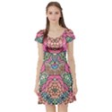 Petals, Carnival, Bold Flower Design Short Sleeve Skater Dress View1