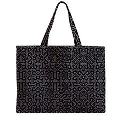 Black And White Ethnic Sharp Geometric  Zipper Mini Tote Bag