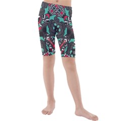 Petals, Dark & Pink, Bold Flower Design Kid s Mid Length Swim Shorts by Zandiepants