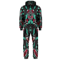 Petals, Dark & Pink, Bold Flower Design Hooded Jumpsuit (men) 