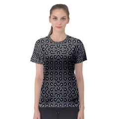 Black And White Ethnic Sharp Geometric  Print Women s Sport Mesh Tee