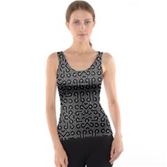 Black And White Ethnic Sharp Geometric  Print Tank Top