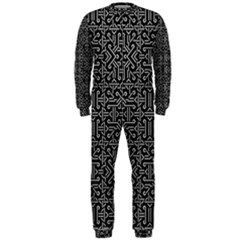 Black And White Ethnic Sharp Geometric  Print Onepiece Jumpsuit (men)  by dflcprintsclothing