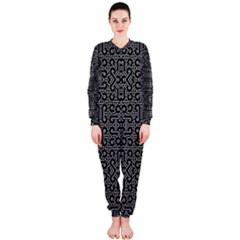 Black And White Ethnic Sharp Geometric  Print Onepiece Jumpsuit (ladies) 