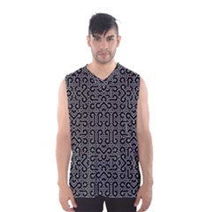 Black And White Ethnic Sharp Geometric  Print Men s Basketball Tank Top