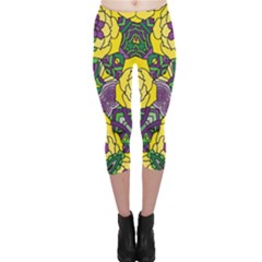 Petals, Mardi Gras, Bold Floral Design Capri Leggings  by Zandiepants