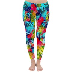 Watercolor Tropical Leaves Pattern Winter Leggings 