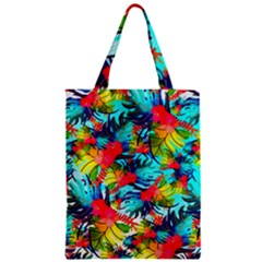 Watercolor Tropical Leaves Pattern Zipper Classic Tote Bag