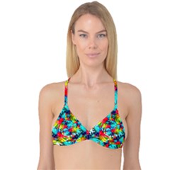 Watercolor Tropical Leaves Pattern Reversible Tri Bikini Top