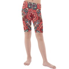 Petals, Pale Rose, Bold Flower Design Kid s Mid Length Swim Shorts by Zandiepants