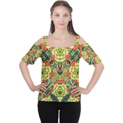 Petals   Retro Yellow   Bold Flower Design Women s Cutout Shoulder Tee