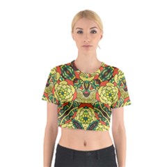 Petals   Retro Yellow   Bold Flower Design Cotton Crop Top by Zandiepants