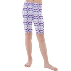 Floral Stripes Pattern Kid s Mid Length Swim Shorts