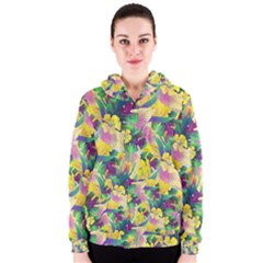 Tropical Flowers And Leaves Background Women s Zipper Hoodie