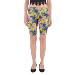 Tropical Flowers And Leaves Background Yoga Cropped Leggings