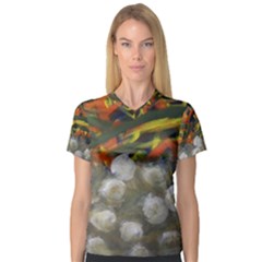 La Tristesse Women s V-neck Sport Mesh Tee By Jocelyn Apple/appleartcom