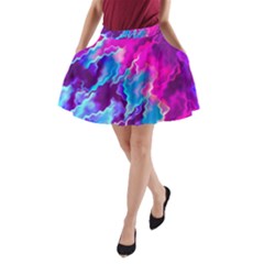 Stormy Pink Purple Teal Artwork A-line Pocket Skirt by KirstenStar