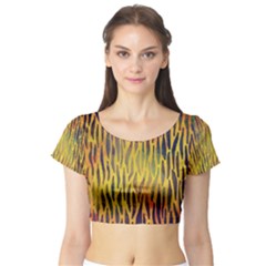 Colored Tiger Texture Background Short Sleeve Crop Top (tight Fit)