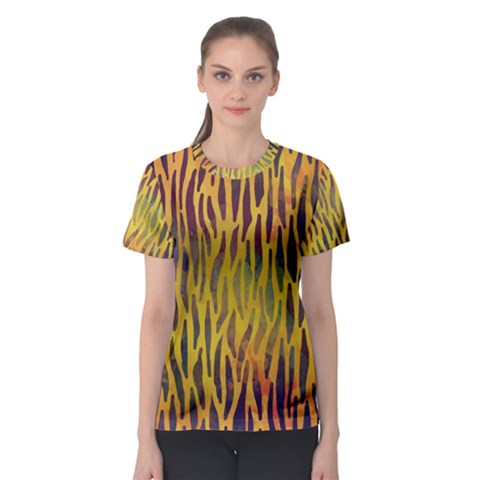 Colored Tiger Texture Background Women s Sport Mesh Tee by TastefulDesigns