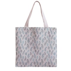 Turquoise Damask Pattern Zipper Grocery Tote Bag