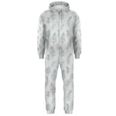 Whimsical Feather Pattern, Dusk Blue Hooded Jumpsuit (men)  by Zandiepants