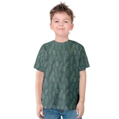 Whimsical Feather Pattern, Forest Green Kid s Cotton Tee