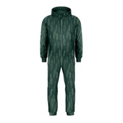 Whimsical Feather Pattern, Forest Green Hooded Jumpsuit (kids)