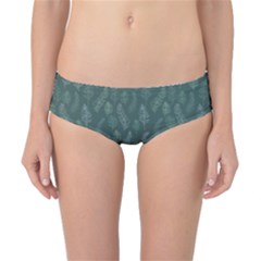 Whimsical Feather Pattern, Forest Green Classic Bikini Bottoms