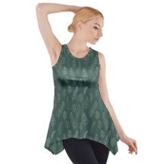 Whimsical Feather Pattern, Forest Green Side Drop Tank Tunic by Zandiepants