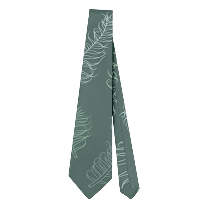 Whimsical Feather Pattern, Forest Green Necktie (Two Side)