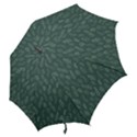 Whimsical Feather Pattern, Forest Green Hook Handle Umbrella (Large) View2