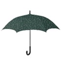 Whimsical Feather Pattern, Forest Green Hook Handle Umbrella (Large) View3