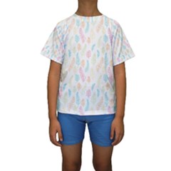 Whimsical Feather Pattern,fresh Colors, Kid s Short Sleeve Swimwear